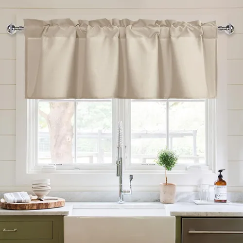 Vista 16 de XWZO Cortinas de cenefas de cocina para ventanas, sala de estar, dormitorio, baño, cubiertas superiores, estilo granja rústico, comedor, aislamiento