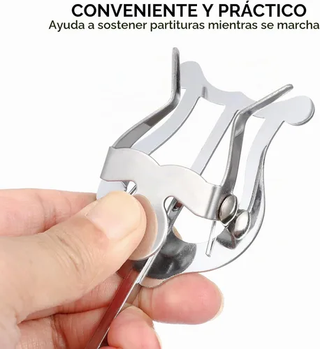 Vista 5 de Trompeta Trombón Clip de partituras Trompetista Lira Partitura Soporte de abrazadera (Plata)