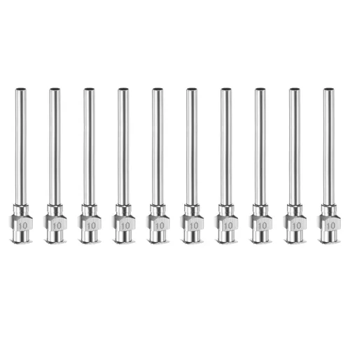 Vista 22 de HARFINGTON 10 agujas dispensadoras de acero inoxidable de calibre 8, 1 1/2 pulgadas, tubo de aguja de pegamento de metal, puntas romas, Luer Lock