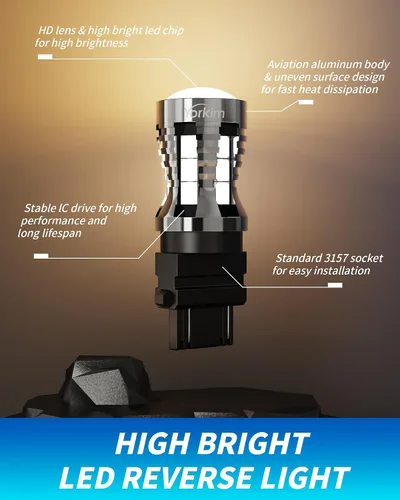Vista 3 de Yorkim 3157 foco LED 6000K ámbar 2880 lúmenes 3156 foco LED de marcha atrás 3057 LED 4114 foco LED de día 3056 3457 foco LED de repuesto para luz