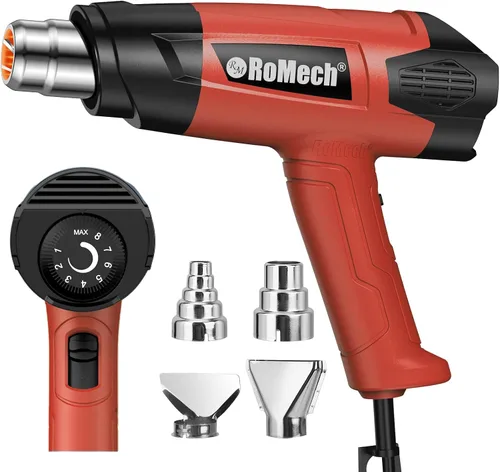 Vista 10 de Pistola de calor resistente de 1500 W, kit de pistola de aire caliente con control de temperatura variable con 2 caudales de aire de 120 °F a 1200