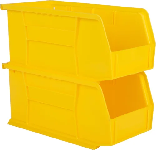 Vista 3 de HE HUDSON EXCHANGE Cubo de almacenamiento apilable de plástico de 11" x 5.5" x 5", amarillo