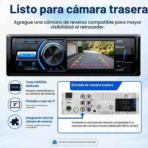 Vista 4 de JVC - KD-X560BT - Coche de medios digitales y receptor Bluetooth marino iPhone/Android/USB/AUX estéreo para automóvil con entrada de cámara trasera