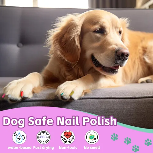 Vista 4 de Esmalte de uñas para perros, regalo de cumpleaños para perros, 18 colores de esmalte de uñas de perro, de secado rápido, seguro para perros,
