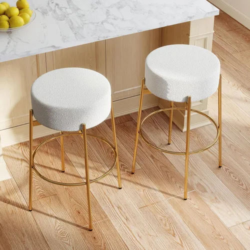 Vista 19 de SoarFlash - Juego de 2 taburetes de bar modernos giratorios, taburetes de barra de 24" Sherpa con asiento giratorio de altura de mostrador