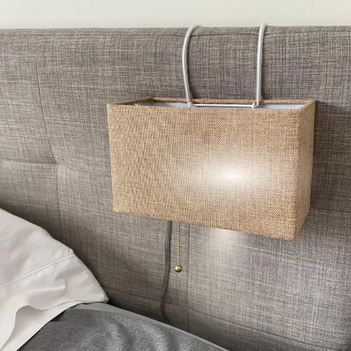 Vista 5 de Evelots Lámpara de lectura para cabecero de cama, lámpara de lectura suave para dormitorio con pantalla rectangular bronceada, 2 ganchos