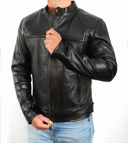 Vista 3 de STOREJEES Leather Jacket Men - Real Leather Jackets for Men