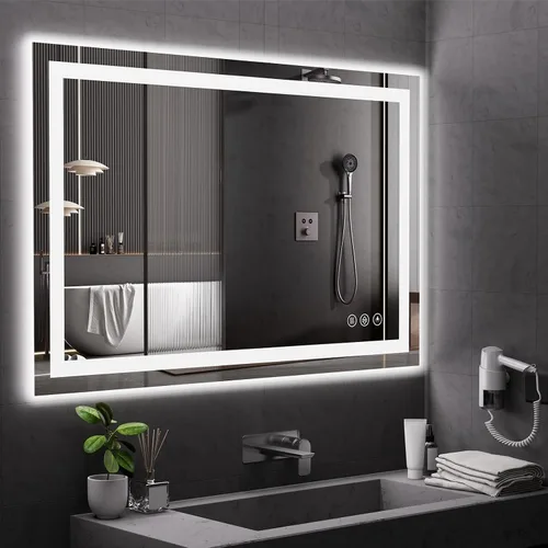 Vista 18 de Koonmi Espejo de baño LED 38x26 con luz, antivaho y 3