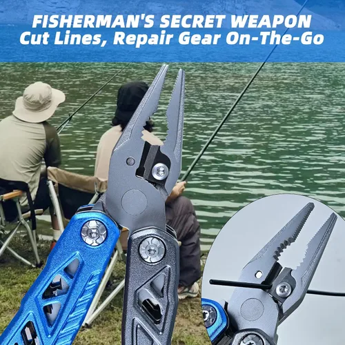 Vista 3 de Kit de herramientas multiusos 18 en 1, equipo de campamento de supervivencia y regalos de pesca para papá, multiherramienta con martillo, alicates