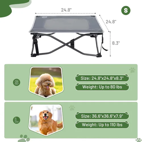 Vista 3 de TIMBER RIDGE Cama para Perros al Aire Libre, Cama Elevada para Perros con Enfriamiento Cuna Elevada Portátil para Mascotas con Malla Transpirable