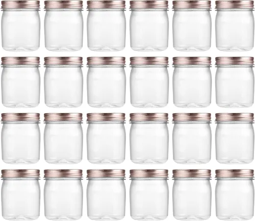Vista 22 de Novelinks - Tarros de plástico de 8 onzas y tarros de plástico transparente con tapas, 8 onzas 8 Pack, Black, Plastic Containers with Lids, Small