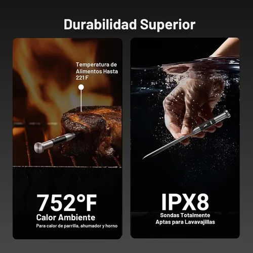 Vista 6 de ThermoMaven - Termómetro inteligente inalámbrico Bluetooth para carne: base independiente, termómetro WiFi inteligente con Sub-1G, precisión