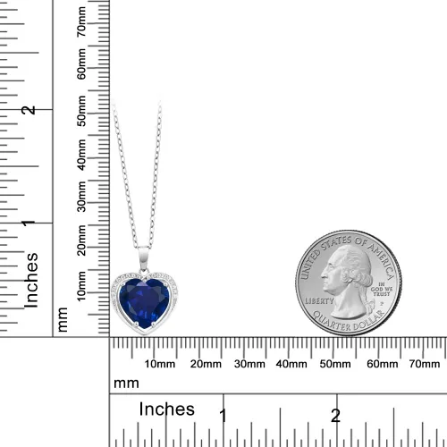 Vista 3 de Gem Stone King Collar con colgante de zafiro simulado de plata de ley 925 para mujer