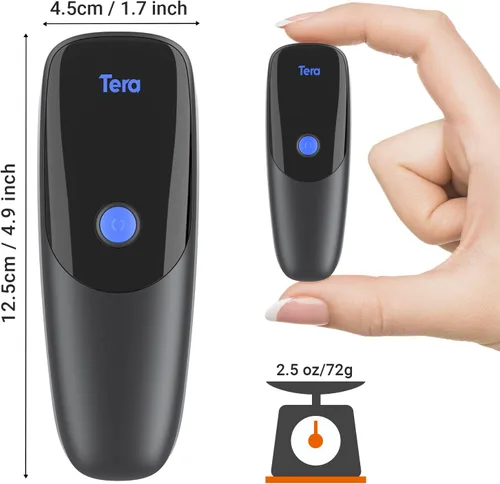 Vista 4 de Tera Pro Rendimiento Extremo Escáner de Código de Barras Inalámbrico 1D 2D QR Mini Portátil Pequeño 3-en-1 Compatible con Bluetooth y 2.4G