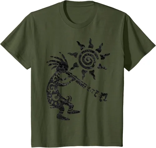 Vista 12 de Native American Kokopelli Musican With Flute 2 - Camiseta divertida para fanáticos, Blanco, S