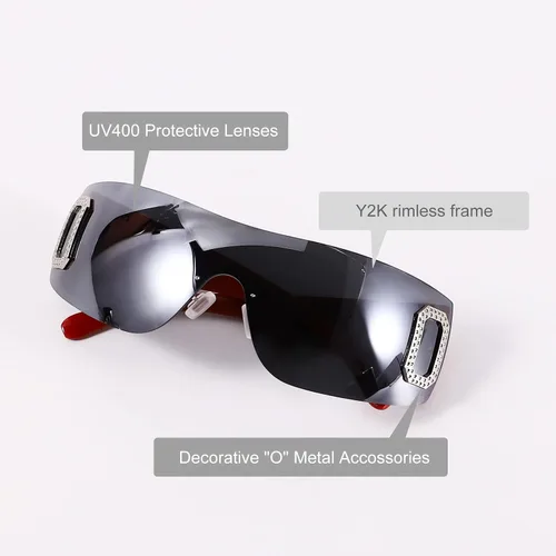Vista 4 de SENMARIES Gafas de sol envolventes Y2K para mujer gafas de sol con joyas gafas de sol retro sin marco