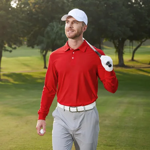 Vista 87 de NAVISKIN Camisas polo de manga larga para hombre, camisas de golf con cuello UPF 50 SPF para hombre, secado rápido, absorbe la humedad