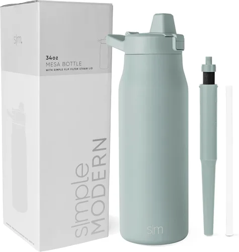 Vista 25 de Botella de agua filtrada Simple Modern Botellas de agua de viaje con filtro de carbono de acero inoxidable aislada Reutilizable para agua