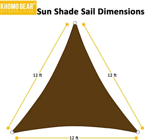 Vista 5 de Toldo triangular de 12 x 12 x 12 pies de tela de bloqueo UV, color marrón oscuro
