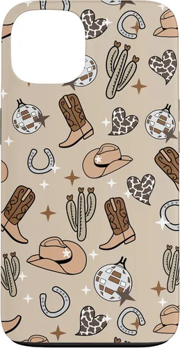 Vista 7 de Cowboy Hat & Boot & Disco Ball Pattern Brown Cowgirl Case for iPhone 17