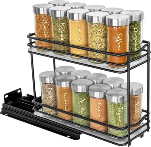 Vista 9 de LYNK PROFESSIONAL® Organizador de especiero extraíble para el interior de armarios de cocina - 4-3/8 pulgadas de ancho - Cajón deslizable - Estantes