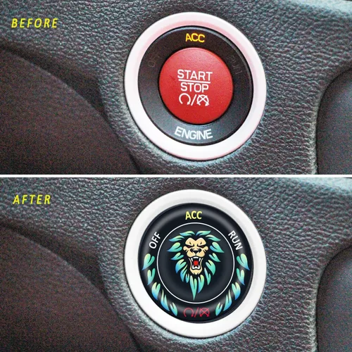 Vista 2 de TOOLEPIC - Cubierta de botón de arranque para Dodge Challenger Charger Durango, accesorios 2015-2025 - Kit de interruptor de encendido de parada