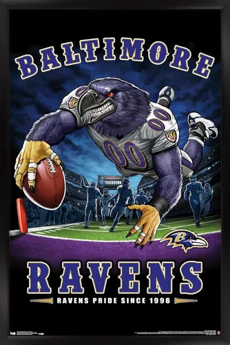 Vista 8 de Trends International NFL Baltimore Ravens - Póster de pared de End Zone 17, 14.725 x 22.375 pulgadas, versión enmarcada de madera de granero