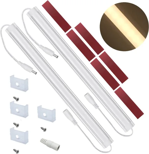 Vista 3 de Litever Kit de luces LED para debajo del gabinete + barras de luz adicionales de 12 pulgadas, blanco cálido 3000 K