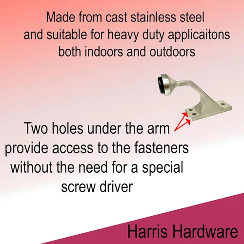 Vista 4 de Harris Hardware 4153-B Tope de puerta de acero inoxidable fundido de 90 grados con parachoques de goma, 1 paquete