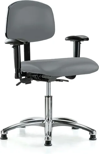 Vista 60 de PERCH - Silla giratoria con ruedas para alfombra o linóleo, cromado, Textil, Tela negra