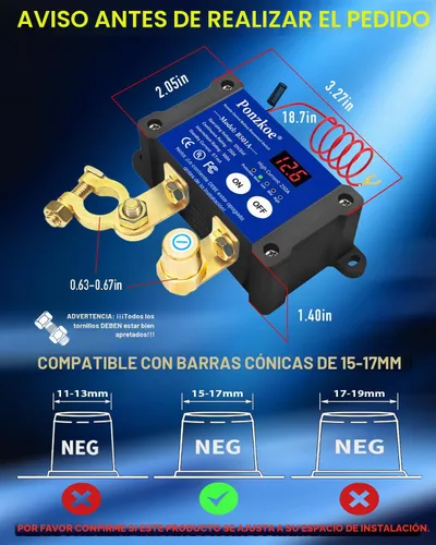 Vista 3 de Interruptor remoto inteligente de la desconexión de la batería 250A 12V 24V - Interruptor de la matanza para el coche