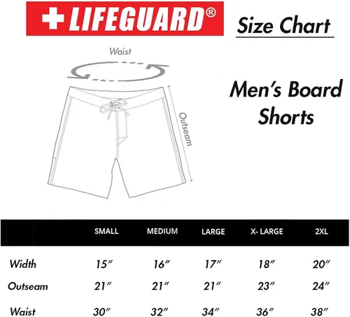 Vista 6 de LIFEGUARD Officially Licensed Red Men's Board Shorts Swim Trunks with Side Pocket, Men and Boys, Great for Beach & Pool