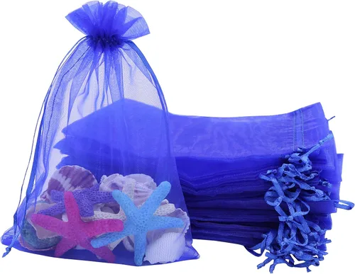 Vista 15 de Stratalife Bolsas de organza de malla de 5 x 7 pulgadas con cordón, 100 Azul marino 5x7 pulgadas
