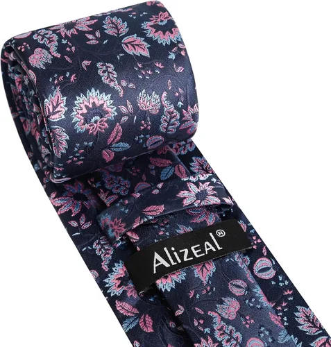 Vista 140 de Alizeal Mens 3.15inches Leaf Flower Pattern Tie with Floral Pocket Square Set