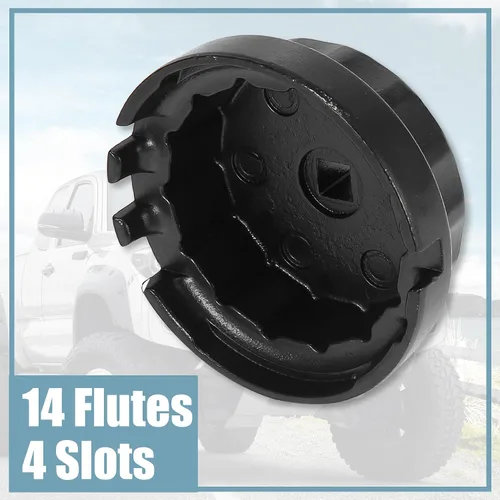 Vista 7 de X AUTOHAUX Llave de tapa de filtro de aceite, 14 flautas, 4 ranuras, herramienta de extracción de tapa de filtro de aceite de 2.539 in para Toyota