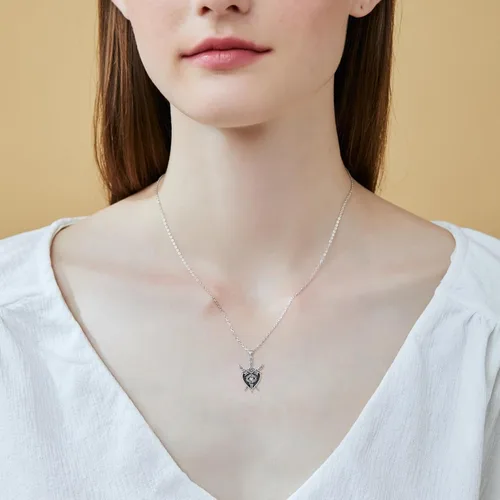 Vista 6 de URONE Collar de plata de ley con dije de mal de ojo, regalo de joyería para mujer