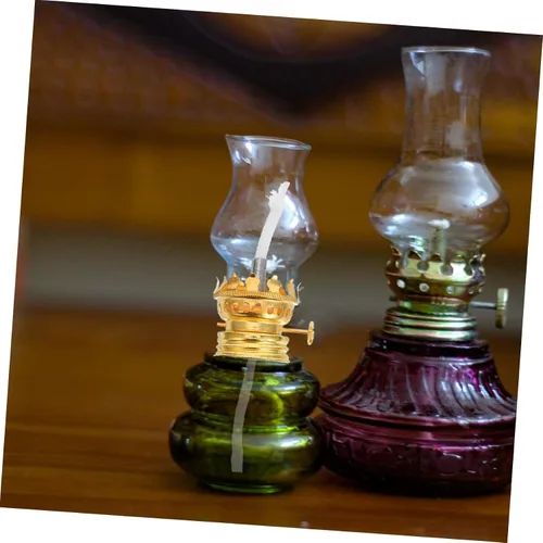 Vista 2 de DOITOOL Base de lámpara de queroseno Perilla Oil Kerosene Lantern Lámpara de aceite Lámpara de soporte de metal Linterna de aceite Linterna