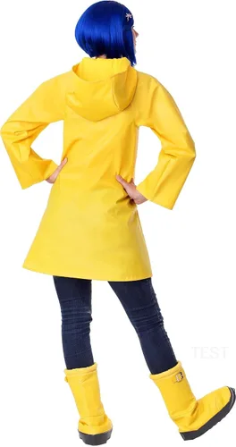 Vista 9 de Disfraz de Coraline para adultos, chaqueta de lluvia Coraline para mujer