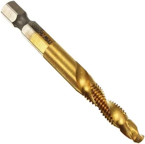 Vista 6 de 6 unids combinación 1/4 "hexagonal avellanador broca M3-M10 desbarbar tornillo avellanado HSS hexagonal dorado