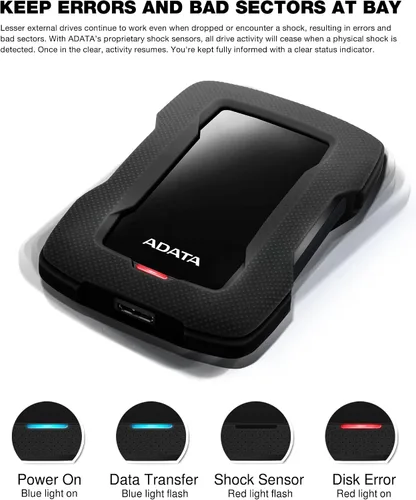 Vista 7 de ADATA Unidad de memoria de disco magnético RIGTED (EXTERIOR) - AHD330-1TU31-CBK - 1TB