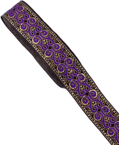 Vista 7 de Patrones de palmette - Cinta de tela tejida con flecos para accesorios de ropa, correas de adorno, cinturones, collares de ancho 1.3 pulgadas por