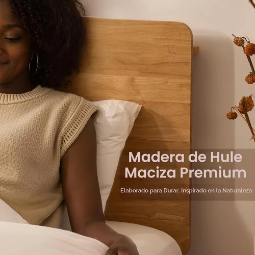 Vista 3 de FLEXISPOT Hako G1 - Cama de plataforma de madera maciza tamaño Queen con montaje sin herramientas Roble natural