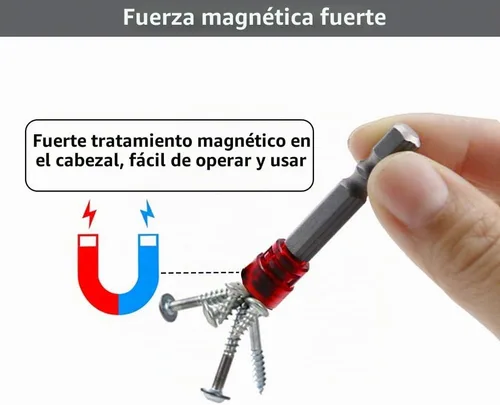 Vista 3 de Juego de 10 puntas de destornillador PH2 Phillips de 1.969 in, broca magnética de 1/4 pulgadas, vástago hexagonal para paneles de yeso