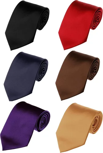 Vista 32 de WeiShang Lote de 6 corbatas clásicas de seda para hombre, corbatas tejidas jacquard