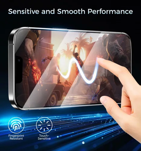 Vista 8 de MAGIC JOHN Protector de pantalla mejorado de 3ª generación para iPhone 12 ProMax de 6.7 pulgadas, HD transparente, película templada inastillable