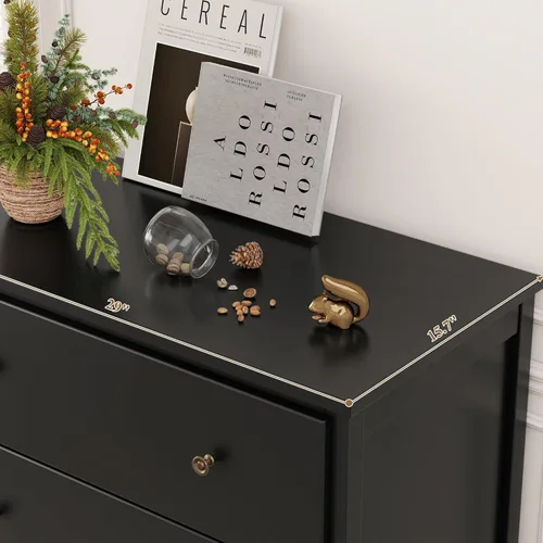 Vista 7 de HOUSUIT - Cómoda negra con 4 cajones, cómoda de 29 pulgadas de ancho, cómoda de madera