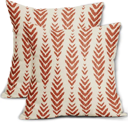 Vista 21 de Sweetshow - Juego de 2 fundas de almohada boho de 16x16 pulgadas, fundas de almohada étnicas bohemias negras con estampado geométrico de espiga