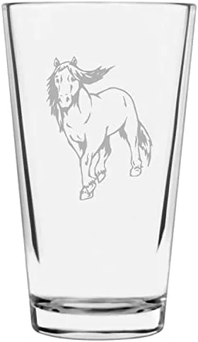 Vista 4 de Shetland Pony (cuerpo) - Vaso de pinta grabado con temática de caballo alternativo de 16 onzas