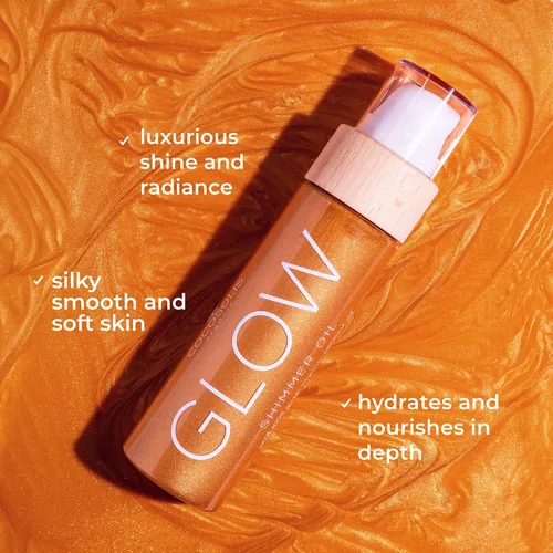 Vista 5 de COCOSOLIS GLOW Shimmer Oil Aceite seco natural iluminador con partículas brillantes Deja la piel brillante y mejora un bronceado dorado Da una