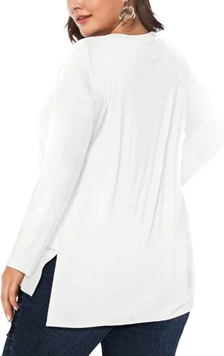 Vista 2 de Florboom Plus Size Womens Clothes ShortLong Sleeve V Neck Tops Casual Loose Fit Basics High Low T Shirts